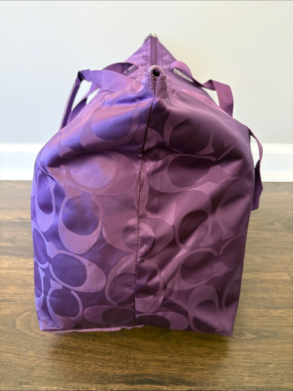 COACH Getaway Signature Nylon Packable Weekender Tote Bag Amethyst Purple NWOT - Picture 4 of 10